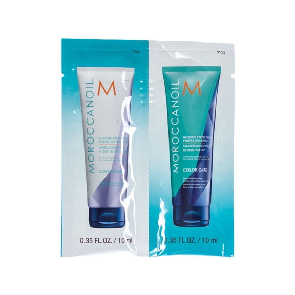 Moroccanoil Blonde Perfecting Purple Shampoo & Conditioner 0.35oz/10ml Sample Set