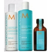Moroccanoil Repair Essentials Gift Set Moisture Repair Shampoo 8.5oz, Moisture Repair Conditioner 8.5oz, Original Treatment 1.7oz