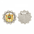 thumbnail image 1 of Morocco Africa National Emblem Silver Flower Brooch Hook Pin Breastpin, 1 of 3