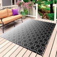 thumbnail image 1 of Morocco Black Outdoor Rug for Patio/Deck/Porch, Non-Slip Large Area Rug 4 x 6 Ft, Classic Geometric Abstract Gradient Indoor Outdoor Rugs Washable Area Rugs, Reversible Camping Rug Carpet Runner, 1 of 8