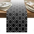 thumbnail image 1 of Morocco Black Table Runner - 60 Inch Long, Kitchen Dining Table Runner Dresser Scarves, Classic Geometric Abstract Gradient Farmhouse Decor for Coffee Tables Wedding Party Banquet, 1 of 8