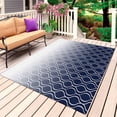 thumbnail image 1 of Morocco Blue Outdoor Rug for Patio/Deck/Porch, Non-Slip Large Area Rug 5 x 7 Ft, Gradient Geometric Plaid Modern Lattice Indoor Outdoor Rugs Washable Area Rugs, Reversible Camping Rug Carpet Runner, 1 of 8