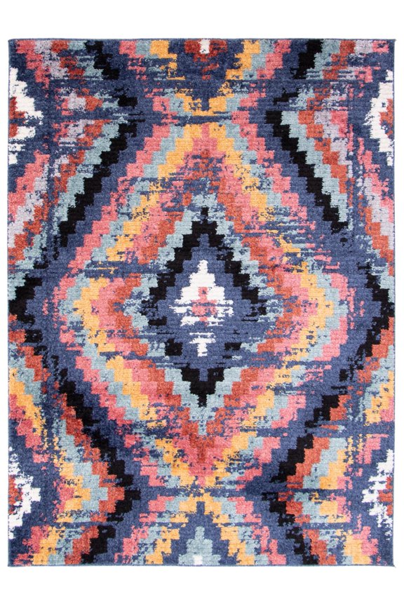 Morocco Casa Navy Polyester Rug 3'11" x 5'11"