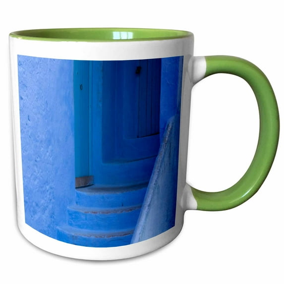 3drose, Morocco, Chefchaouen. Steps Leading Up into a Home., 15oz Two-tone Green Mug