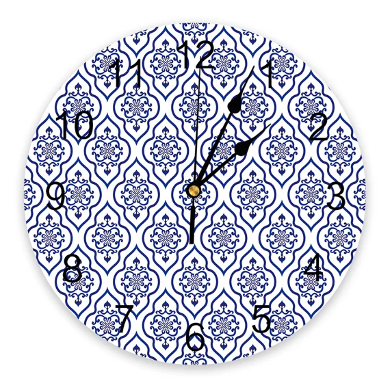 Morocco Colorful Flowers Arabesque Wall Clock Decorative for Living Room Kitchen Bedroom Home Office Silent Wall Clocks(14 Inch)