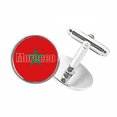 thumbnail image 1 of Morocco Country Flag Name Round Button Cuff Clip Stud Cufflinks, 1 of 4