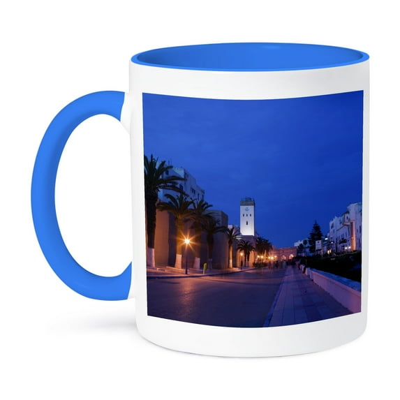 3dRose, MOROCCO, ESSAOUIRA: Avenue Oqba Ben Nafli-AF29 WBI1554 - Walter Bibikow, 15oz Two-Tone Blue Mug
