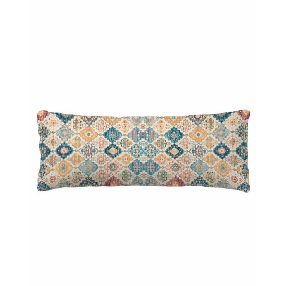 Morocco Ethnic Body Pillow Cover 20 x 60 Inch Decorative Pillow Cover Boho Country Retro Abstract Checked Lumbar Pillowcase Seasonal Rectangle Cushion Case for Couch Sofa Bed Living Room