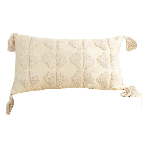 Morocco Ethnic Style Throw Pillow for Case with Tassel Boho Woven Tufted Geometric Plaid Striped Lumbar Cushion Cover De