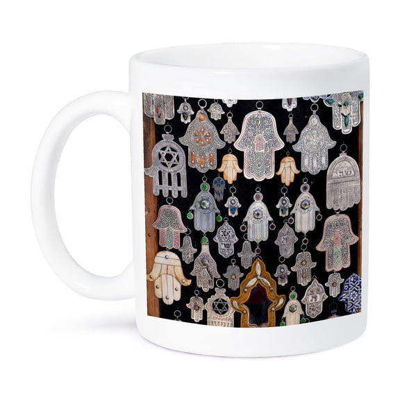 3dRose, Morocco, Fez, Medina, display of Hamzas, or Hands of Fatima., 15oz Mug