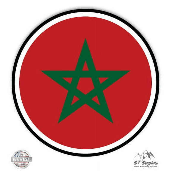 Morocco Flag - 3" Vinyl Sticker - For Car Laptop I-Pad Phone Helmet Hard Hat - Waterproof Decal