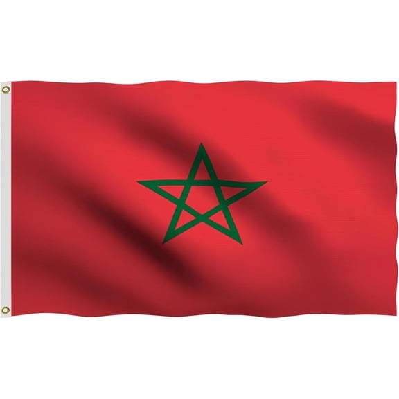 Morocco Flag 5X8 FT, Outdoor Polyester Flags, Double Stitched Moroccan National Flags with Brass Grommets and Stronger Header. (5X8)