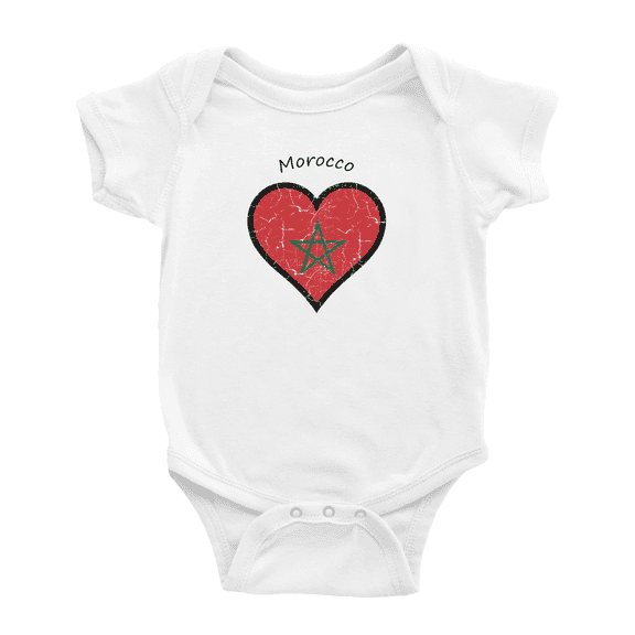Morocco Flag Heart Love Cute Baby Clothing Bodysuits Clothes