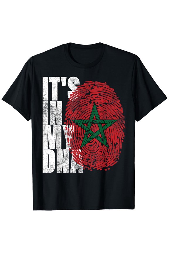 Morocco Flag It's In My DNA Moroccan Heritage Patriotic Graphic T-Shirt for Men and Women Retro Vintage Style Short Sleeve Tee