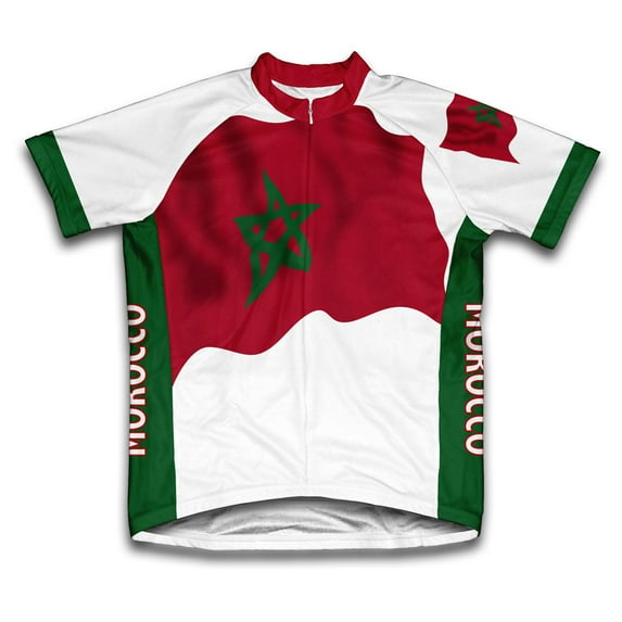 Morocco Flag Short Sleeve Cycling Jersey for Men - Size M