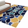thumbnail image 1 of Morocco Floral Pattern Area&nbsp;Rug 4x6ft Vintage Tribal Ethnic Blue Yellow Green Flower Non-Slip&nbsp;Washable Square&nbsp;Rugs Soft Felt Indoor Floor Mat for Bedroom Kitchen Living Room Bathroom, 1 of 9