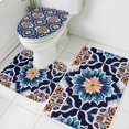 thumbnail image 1 of Morocco Floral Pattern Bathroom Rugs Set Vintage Tribal Ethnic Blue Red Orange Flower Non Slip Absorbent Soft Bath Mats 3 Piece Set with Bathroom Rug, U-Shaped Floor Mat, Toilet Seat Cover Large Size, 1 of 9