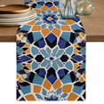 thumbnail image 1 of Morocco Floral Pattern Table Runner, Vintage Tribal Ethnic Orange Blue Flower Cotton Linen Kitchen Table Decoration Washable Dining Tabletop Runners for Home Party Decor 13x60 Inches, 1 of 9