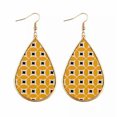 thumbnail image 1 of Morocco Gold Border Teardrop Earrings Ethnic Paisley Pattern Pu Leather Jewelry, 1 of 9