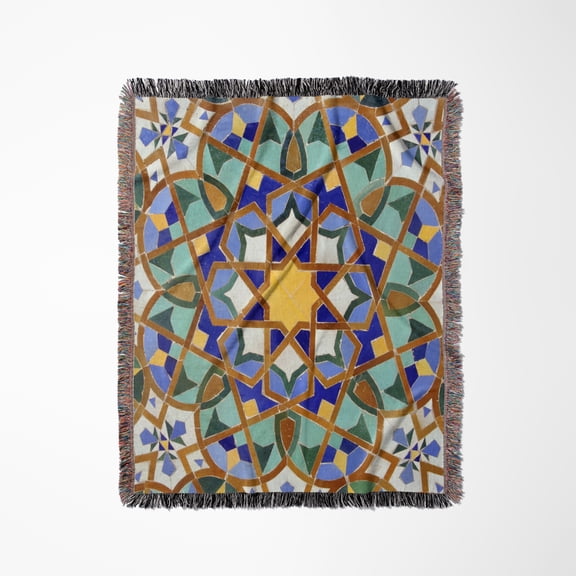 Morocco, Hassan Ii Mosque Mosaic, Islamic Tile Detail-Af29 Kwi0018 - Kymri Wilt, Woven Blanket