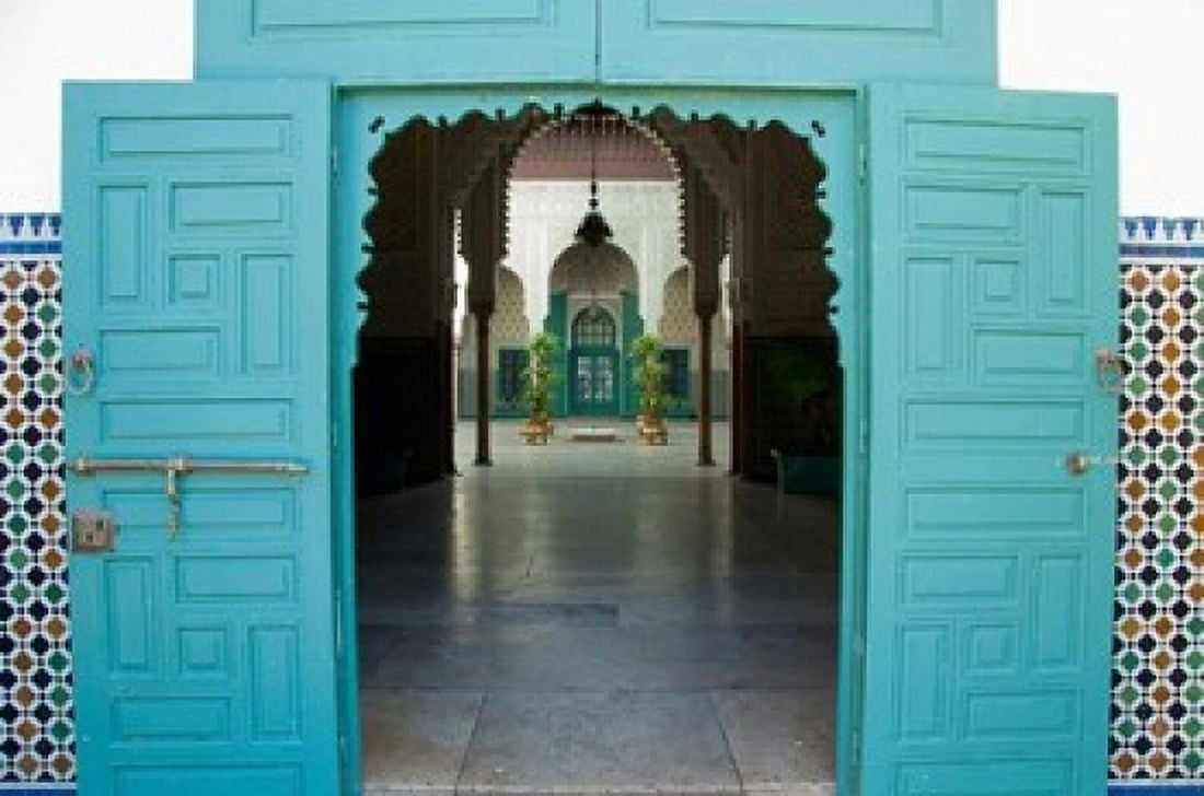 Morocco Islamic law courts tile walls door Canvas Art - Cindy Miller Hopkins DanitaDelimont (34 x 23)