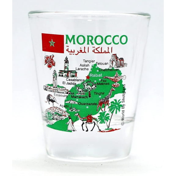 Morocco Landmarks and Icons Collage Shot Glass