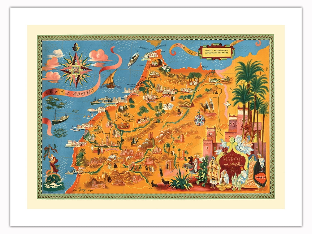 marokoro♡♡ページ Morocco (Le Maroc) - Vintage Pictorial Map by Lucien Boucher c