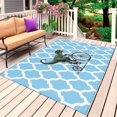 thumbnail image 1 of Morocco Light Blue Outdoor Rug for Patio/Deck/Porch, Non-Slip Large Area Rug 4 x 6 Ft, Cute Dinosaur Bike Vintage Indoor Outdoor Rugs Washable Area Rugs, Reversible Camping Rug Carpet Runner, 1 of 8
