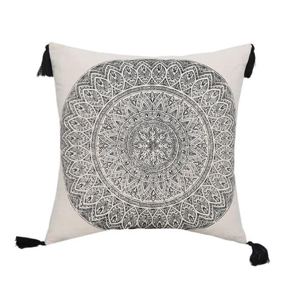 Morocco Lumbar Throw Pillow for Case with Fringe Tassels Geometric Striped Pattern Cushion Cover