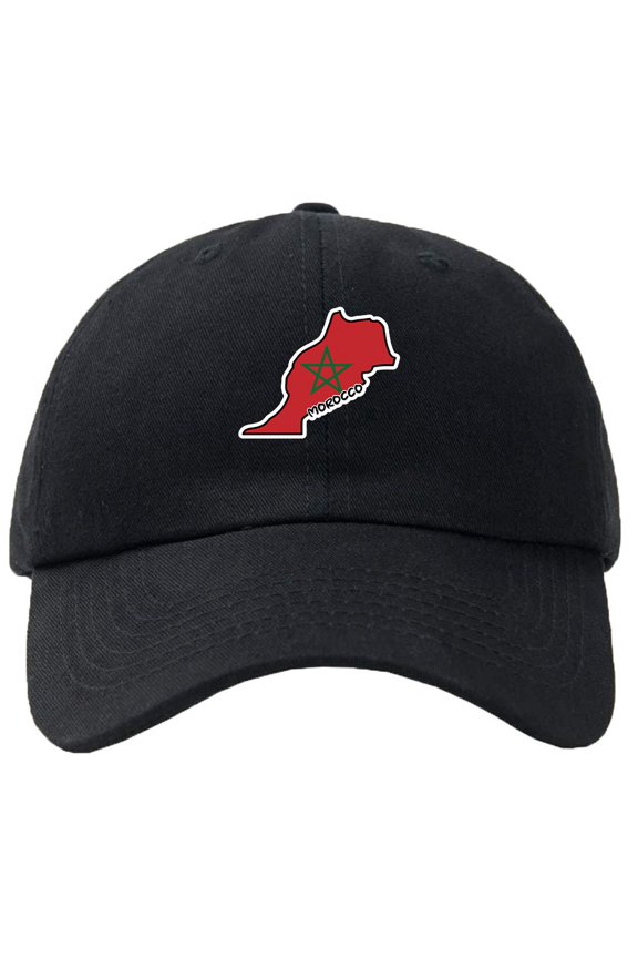 Morocco Map Flag Baseball Cap Hat Hook & Loop Closure - Personalize it!