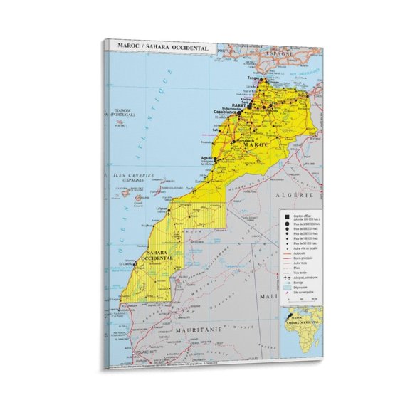 Morocco Map Poster Poster Cool Artworks Painting Wall Art Canvas Prints Hanging Picture Home Decor Posters Gift 24x36inch(60x90cm)
