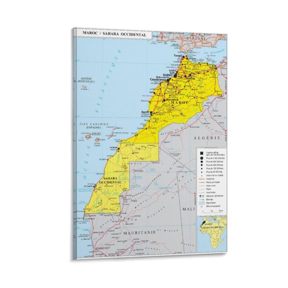 Morocco Map Posters Room Aesthetic Poster Print Art Wall Painting Canvas Posters Gifts Modern Bedroom Decor 20x30inch(50x75cm)