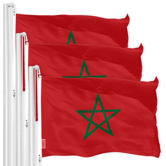 Morocco Moroccan Flag 3x5FT 3-Pack 150D Printed Polyester By G128