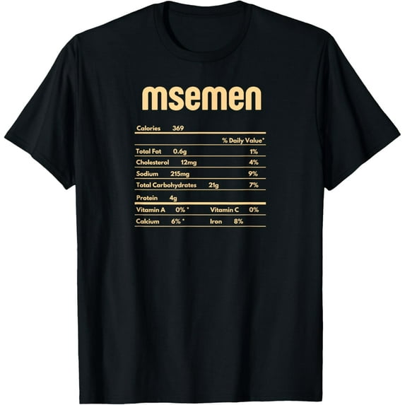 Morocco Msemen Nutritional Facts Tee Maghreb Bladi T-Shirt