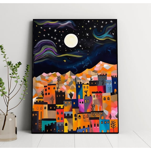 Morocco Night Kasbah Marrakech Travel Home Wall Decor, Unframed Paper Poster 8x10in
