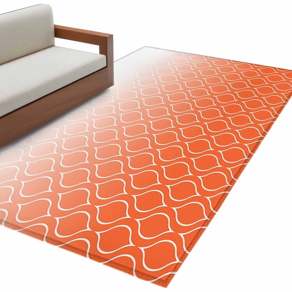 Morocco Orange 3'x5' Washable Rug, Modern Geometric Gradient Simple Non-Slip Area Rugs for Entryway Kitchen Classroom, Dorm Throw Carpet, Low Pile Soft Indoor Floor Mat