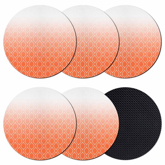 Morocco Orange Coasters Set of 6, Modern Geometric Gradient Simple Absorbent Coasters for Drinks, Coaster for Bar Office Dining Coffee Table Accessories Decor, Non Slip Round Desk Coaster