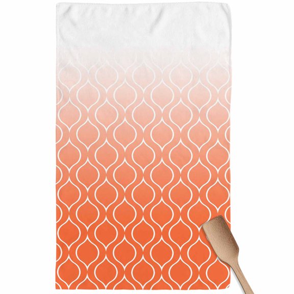 Morocco Orange Kitchen Towel Dish Cloths Set of 1, Microfiber Soft Kitchen Hand Towels, Modern Geometric Gradient Simple Absorbent Quick Drying Dishcloths 18 x 28 Inches