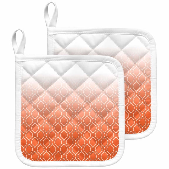 Morocco Orange Pot Holders for Kitchen Heatproof Potholder, 2 Pack Modern Geometric Gradient Simple Hot Pads Multipurpose Oven Pads Cloth Potholders Trivet for Cooking and Baking