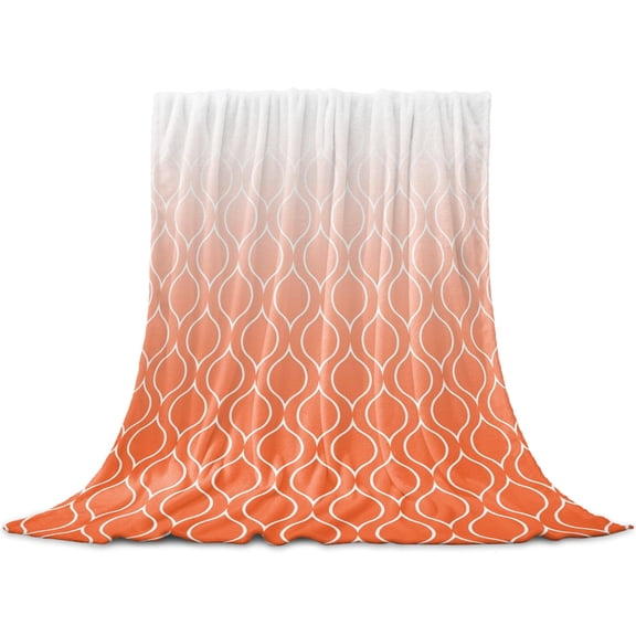 Morocco Orange Throw Blanket for Couch, Soft Lightweight Flannel Fleece Blanket, Modern Geometric Gradient Simple Microfiber Plush All Season Decorative Blankets Gifts for Sofa Office Lap 30"x40"