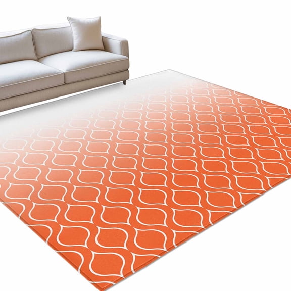 Morocco Orange Washable Rug 9x12 Area Rug for Living Room Bedroom Non Slip Indoor Floor Rectangle Carpet Soft Low Pile Large Modern Geometric Gradient Simple Entryway Rugs for Dining Room Office Home