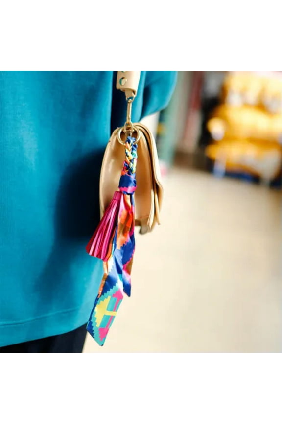 Morocco Pattern Statement Keyring Gypsy Floral Print keychain Tassel Jewelry