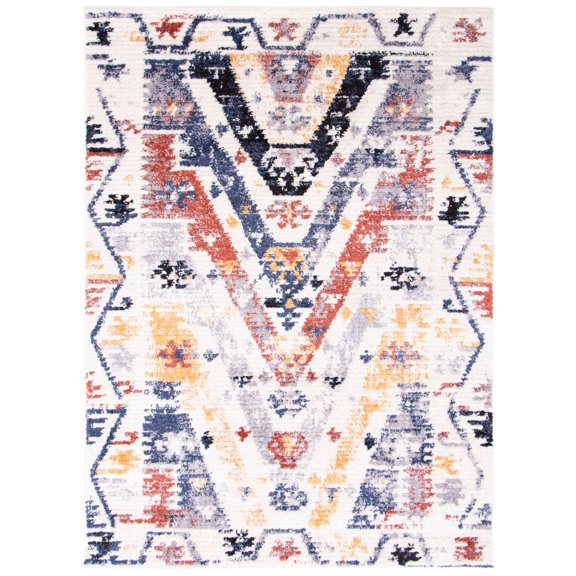 Morocco Quashqai White Polyester Rug 5'3" x 7'3"