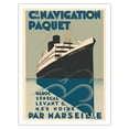 thumbnail image 1 of Morocco Senegal Levant and Black Sea By Marseilles - Compagnie de Navigation Paquet - Vintage Ocean Liner Travel Poster by Max Ponty c.1930s - Fine Art Matte Paper Print (Unframed) 20x26in, 1 of 4