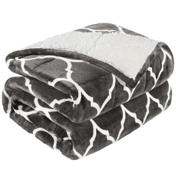Uttermara Morocco Sherpa Weighted Blanket 20lbs for Adult, Soft Fuzzy Fleece Bed Blanket with Ceramics Beads, Dual Sided Cozy Plush for All Season, 60 x 80 inches, Gray