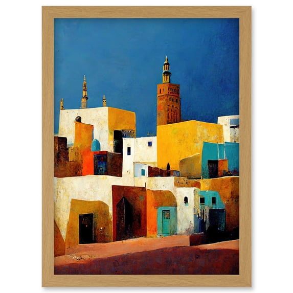 Morocco Skyline Cityscape Modern Artwork Framed Wall Art Print A4
