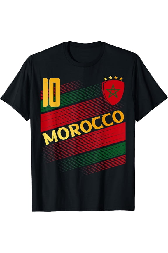 Morocco Soccer Moroccan Flag Football Retro 10 Jersey T-Shirt, Unisex T-Shirt