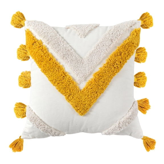 Morocco Square Throw Pillow for Case for Triangle Stripes Tufted Cushion