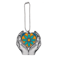 thumbnail image 1 of Morocco Style Flower  Pattern Car Keychain Heart Pendant Ornament Charm, 1 of 3