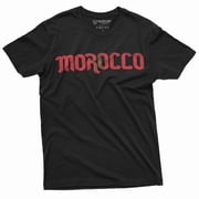 Morocco T-Shirt Kingdom Of Morocco Flag Tee Mens Football Soccer Tee Shirt X-Large Black